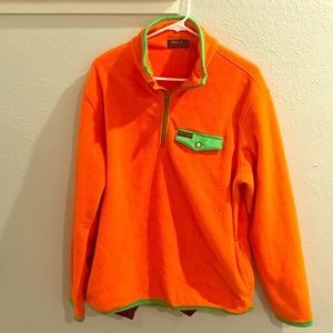 Orange Ralph Lauren Poo fleece with green trim
